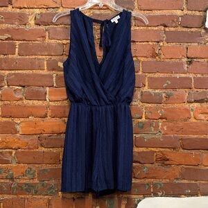 TCEC Navy Blue Textured Sleeveless‎ Romper Size Small